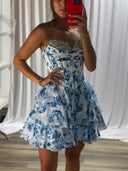 A-line Sweetheart Cascading Ruffles Short/Mini Corset Dress