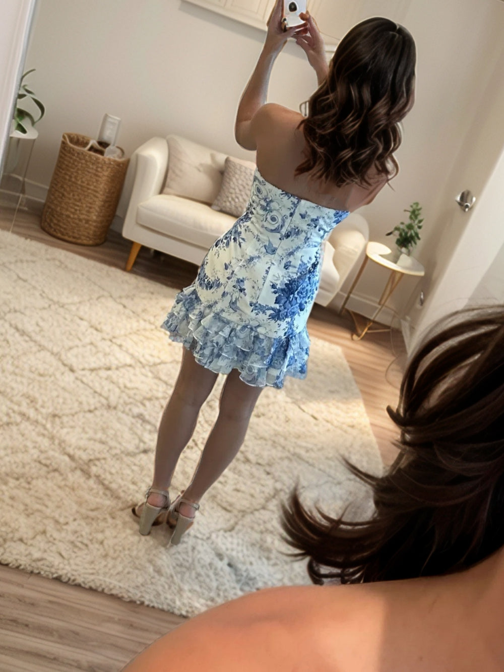 Sheath Straight Cascading Ruffles Short/Mini Corset Dress
