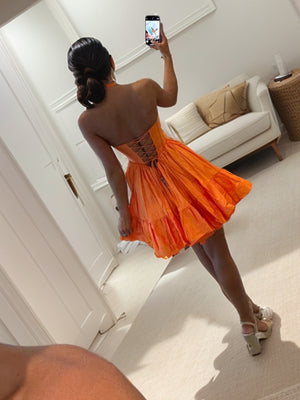 A-line Halter Rhinestone Short/Mini Corset Dress