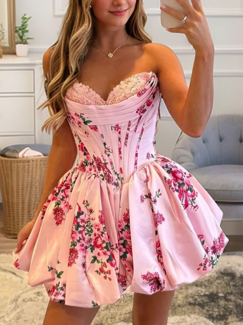 A-line Sweetheart Appliques Lace Short/Mini Corset Dress