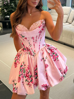 A-line Sweetheart Appliques Lace Short/Mini Corset Dress