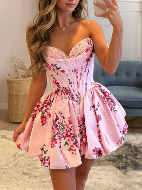 A-line Sweetheart Appliques Lace Short/Mini Corset Dress