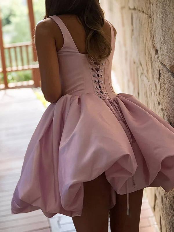 A-line Straps Short/Mini Satin Corset Dress