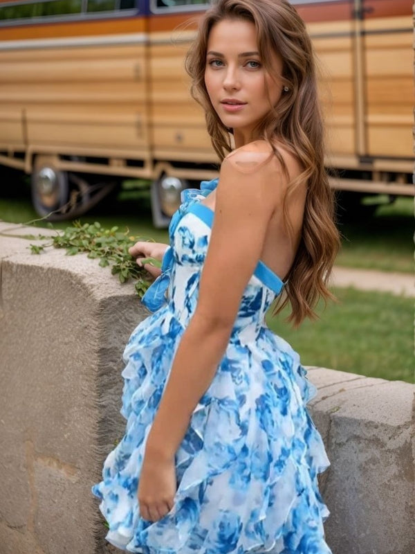 A-line Sweetheart Ruffles Short/Mini Corset Dress