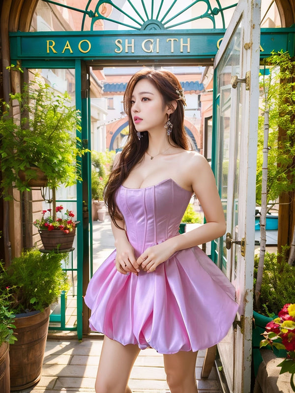 A-line Straight Short/Mini Silk Like Satin Corset Dress