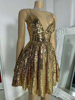 A-line V-neck Sequin Short/Mini Dress