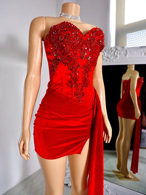 Sheath Sweetheart Beading Short/Mini Silk Like Satin Corset Dress