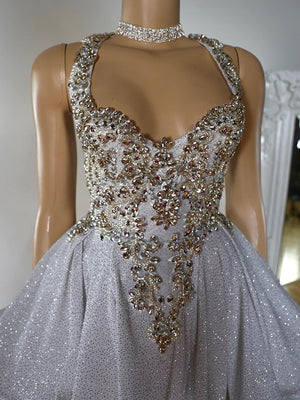 A-line Halter Beading Short/Mini Corset Dress