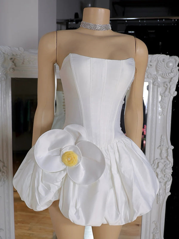 A-line Straight Flower Short/Mini Satin Corset Dress