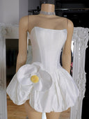 A-line Straight Flower Short/Mini Satin Corset Dress