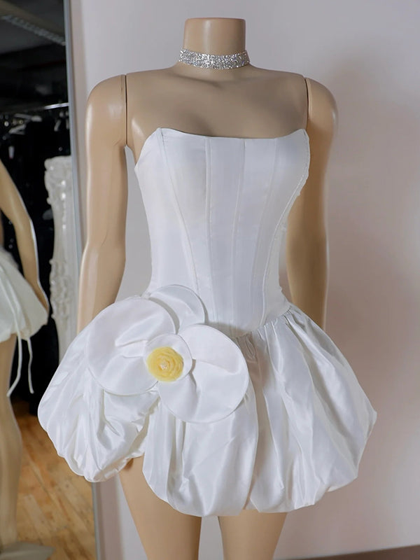A-line Straight Flower Short/Mini Satin Corset Dress