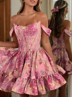 A-line Straight Ruffles Short/Mini Corset Dress