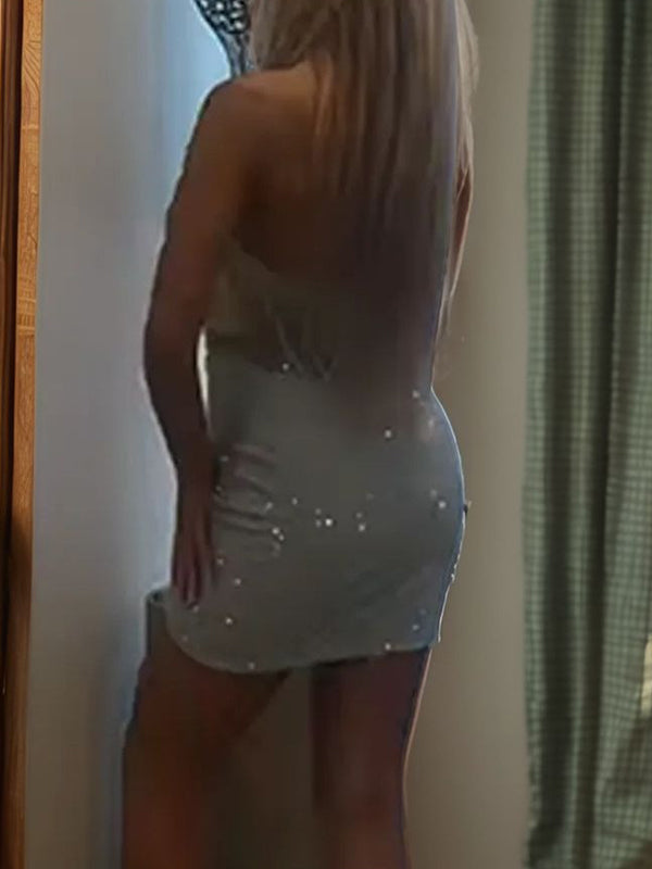 Sheath Straight Sequin Short/Mini Stretch Crepe Corset Dress