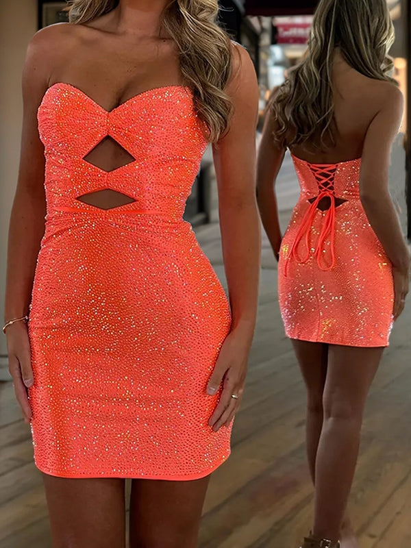 Sheath Sweetheart Sequin Short/Mini Dress