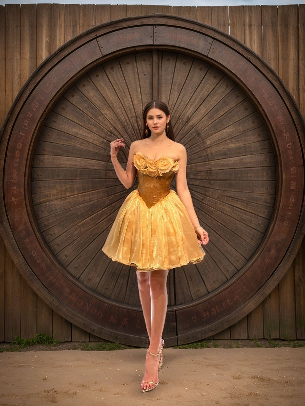 A-line Sweetheart Flower Short/Mini Corset Dress