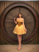 A-line Sweetheart Flower Short/Mini Corset Dress