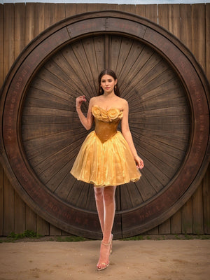 A-line Sweetheart Flower Short/Mini Corset Dress