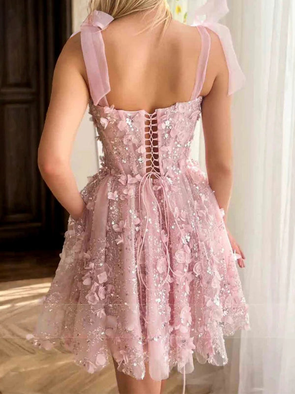 A-line Square Ruffles Short/Mini Tulle Corset Dress