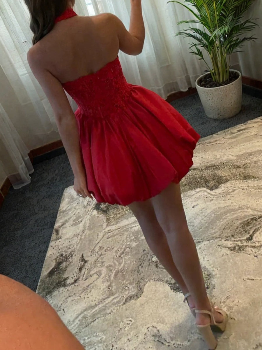 A-line Straight Ruffles Short/Mini Taffeta Corset Dress