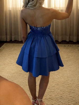 A-line Straight Bow Short/Mini Taffeta Corset Dress