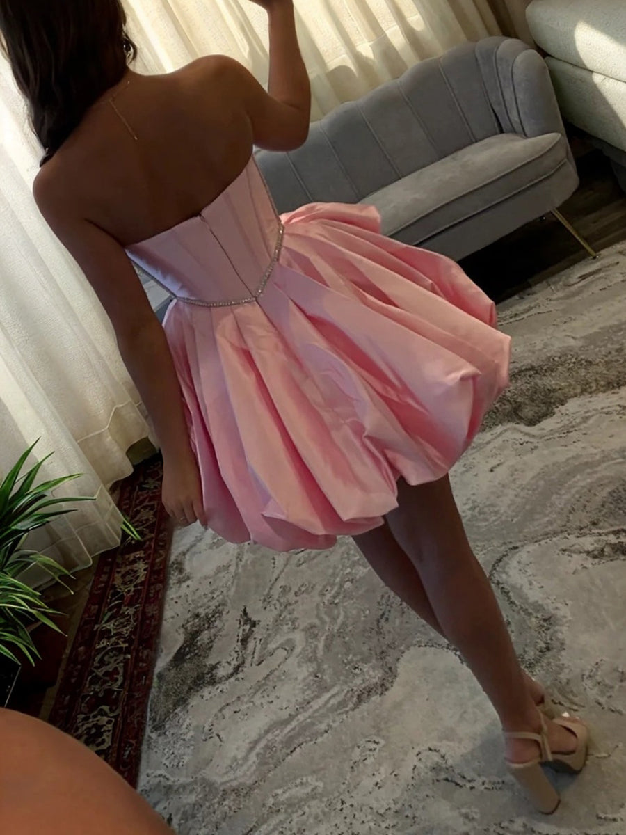 A-line Sweetheart Ruffles Short/Mini Satin Corset Dress