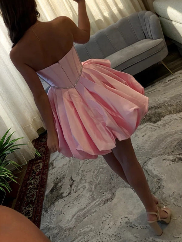 A-line Sweetheart Ruffles Short/Mini Satin Corset Dress