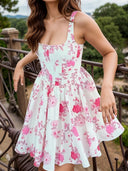 A-line Square Ruffles Short/Mini Dress