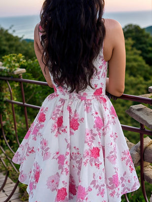 A-line Square Ruffles Short/Mini Dress
