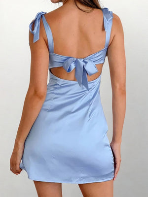 Sheath Straps Pleated Short/Mini Silk Like Satin Dress