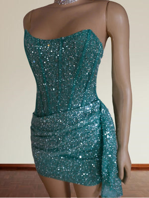 Sheath Straight Sequin Short/Mini Corset Dress
