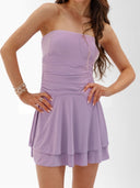 A-line Straight Pleated Short/Mini Jersey Dress