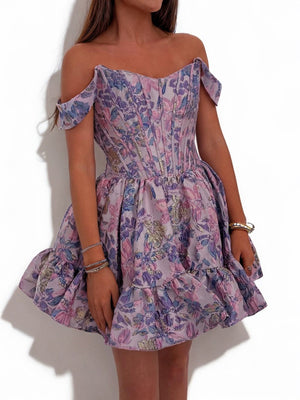 A-line Off-the-Shoulder Short/Mini Corset Dress