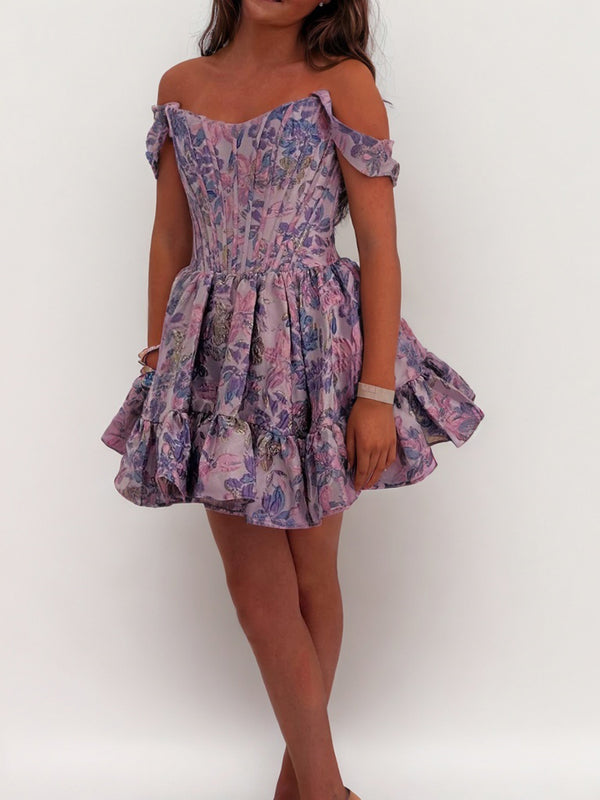 A-line Off-the-Shoulder Short/Mini Corset Dress