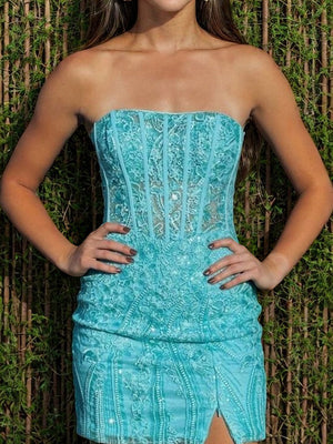 Sheath Straight Short/Mini Lace Corset Dress