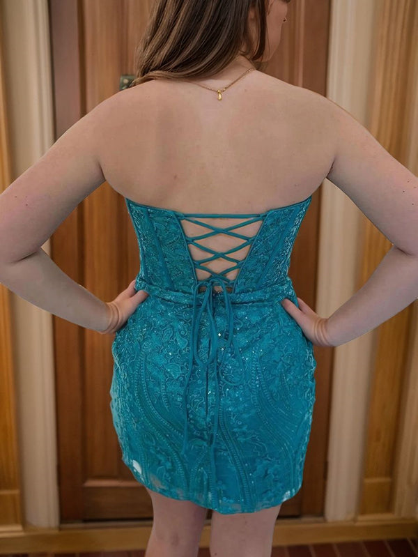 Sheath Straight Short/Mini Lace Corset Dress