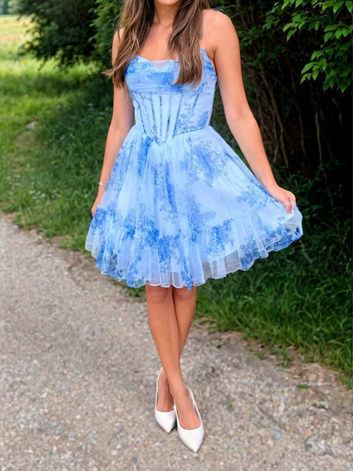 A-line Straight Pleated Short/Mini Corset Dress