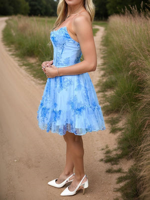 A-line Straight Pleated Short/Mini Corset Dress