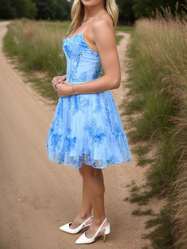 A-line Straight Pleated Short/Mini Corset Dress