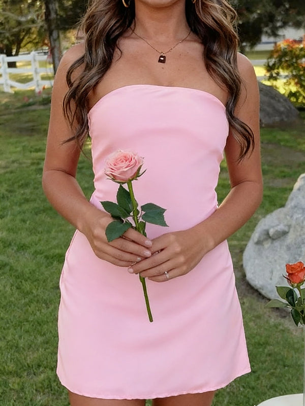 Sheath Straight Short/Mini Silk Like Satin Dress