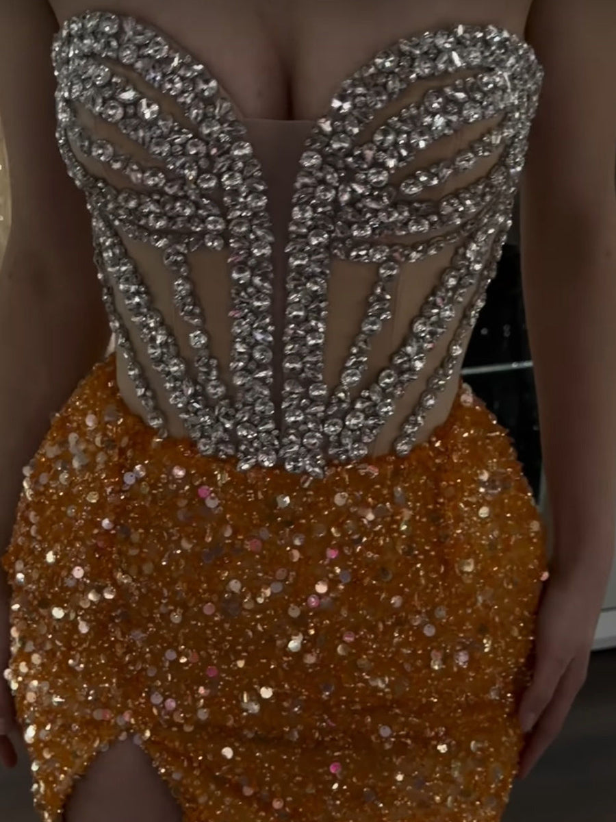 Sheath Sweetheart Rhinestone Short/Mini Homecoming Dress