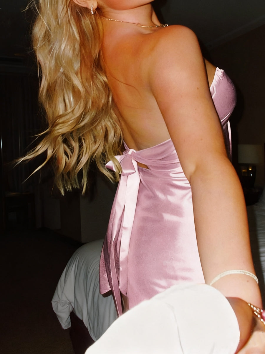 Sheath Straight Pleated Short/Mini Silk Like Satin Homecoming Dress