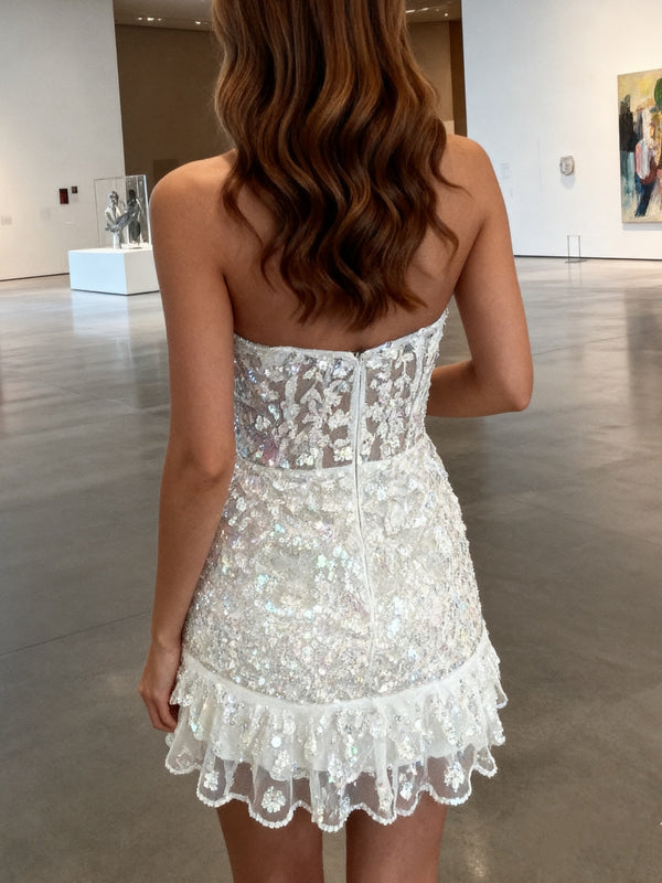 Sheath Sweetheart Appliques Lace Short/Mini Lace Corset Homecoming Dress