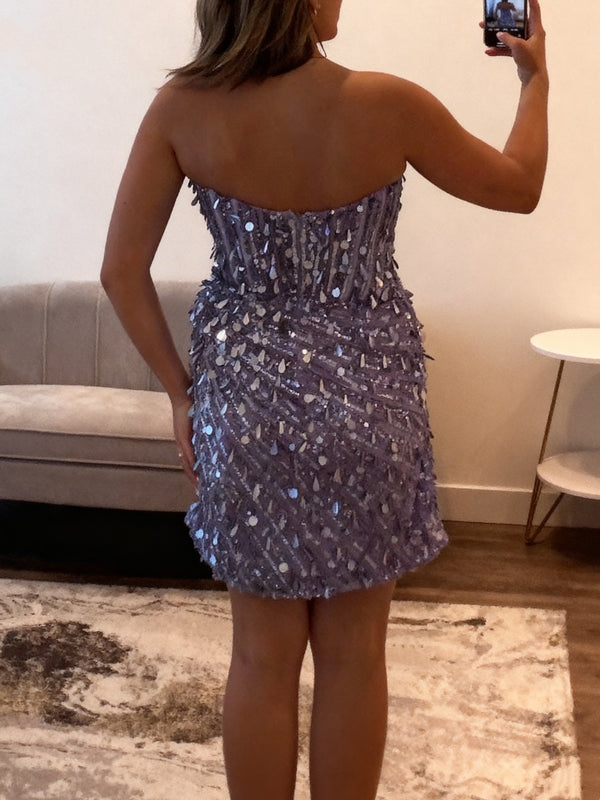 Sheath V-neck Sequin Short/Mini Corset Homecoming Dress