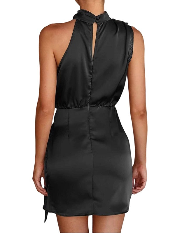 Sheath Cowl Ruffles Short/Mini Silk Like Satin Homecoming Dress