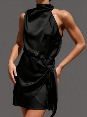 Sheath Cowl Ruffles Short/Mini Silk Like Satin Homecoming Dress