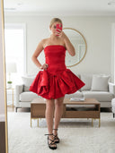 A-line Straight Bow Short/Mini Corset Homecoming Dress