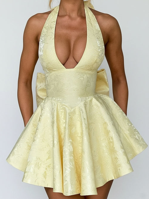A-line Halter Bow Short/Mini Homecoming Dress