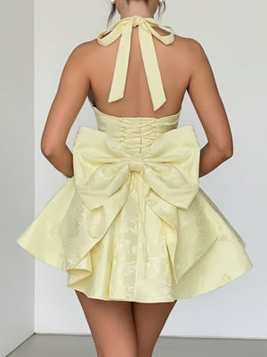 A-line Halter Bow Short/Mini Homecoming Dress