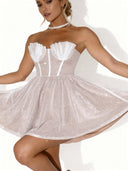 A-line Straight Pleated Short/Mini Corset Homecoming Dress