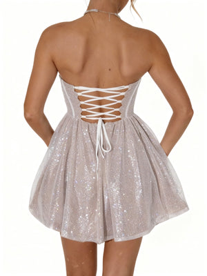 A-line Straight Pleated Short/Mini Corset Homecoming Dress